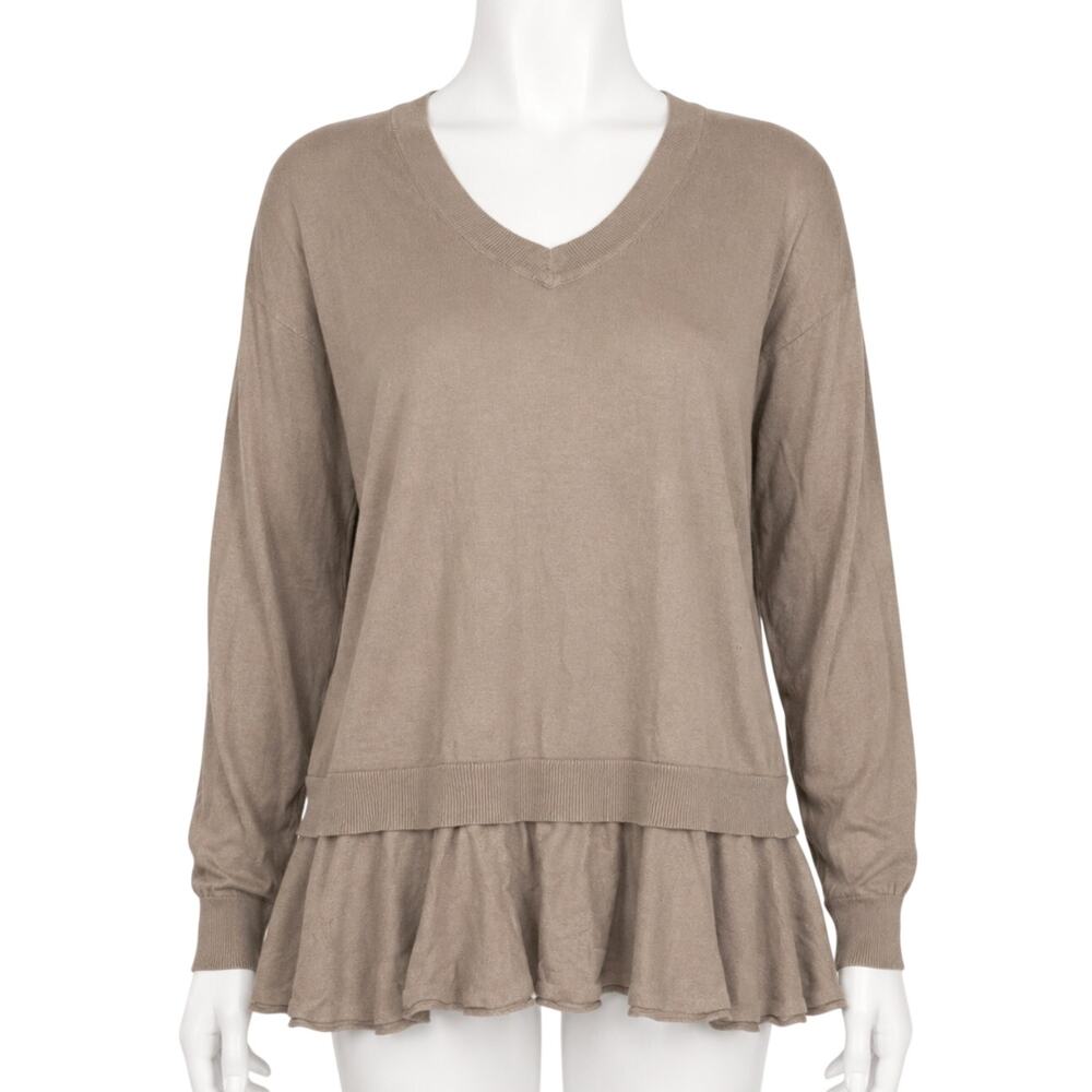 Muche Et Muchette Knit Top S Beige Lightweight Y2K Retro Minimalist Preppy